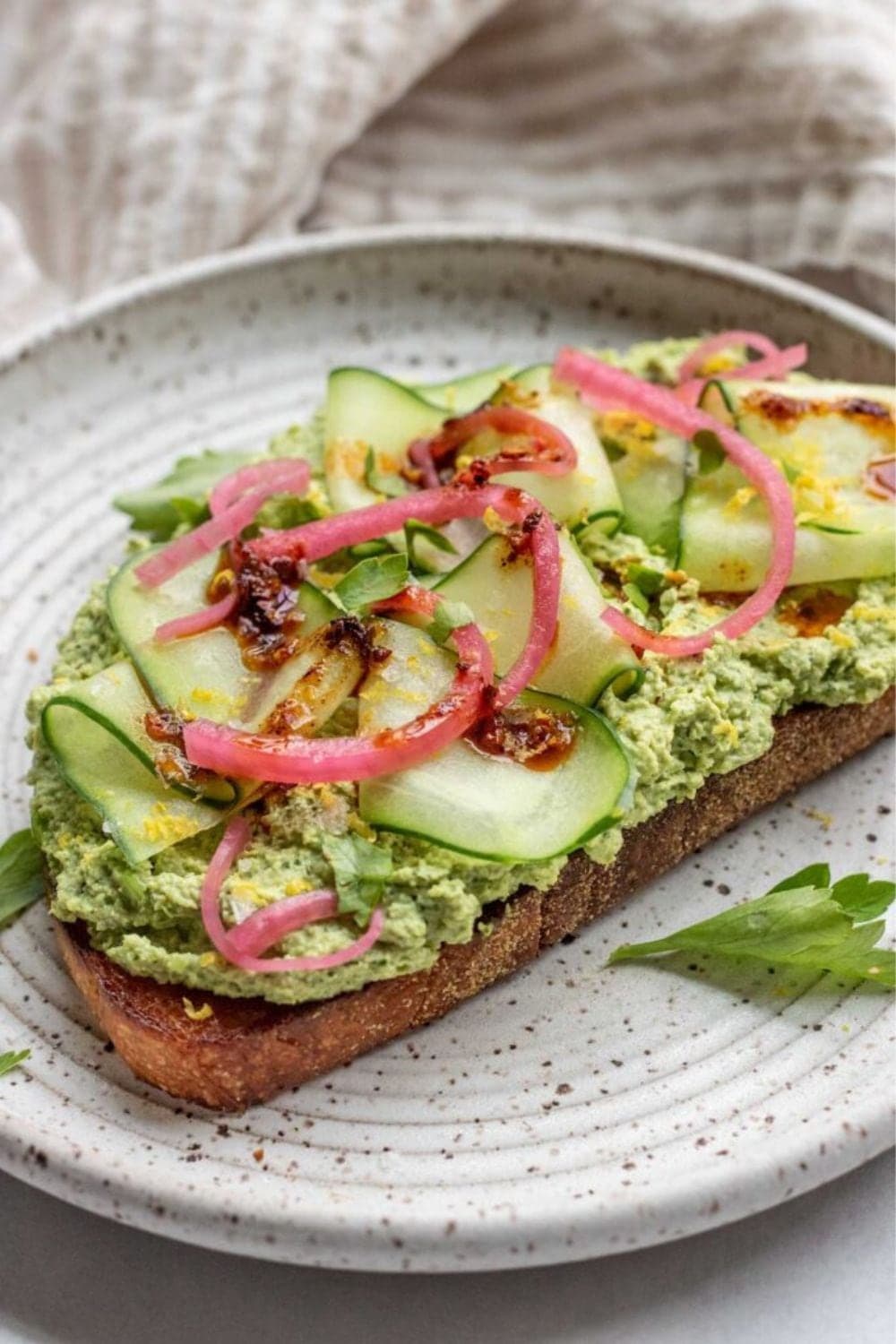 High Protein Basil Edamame Toast