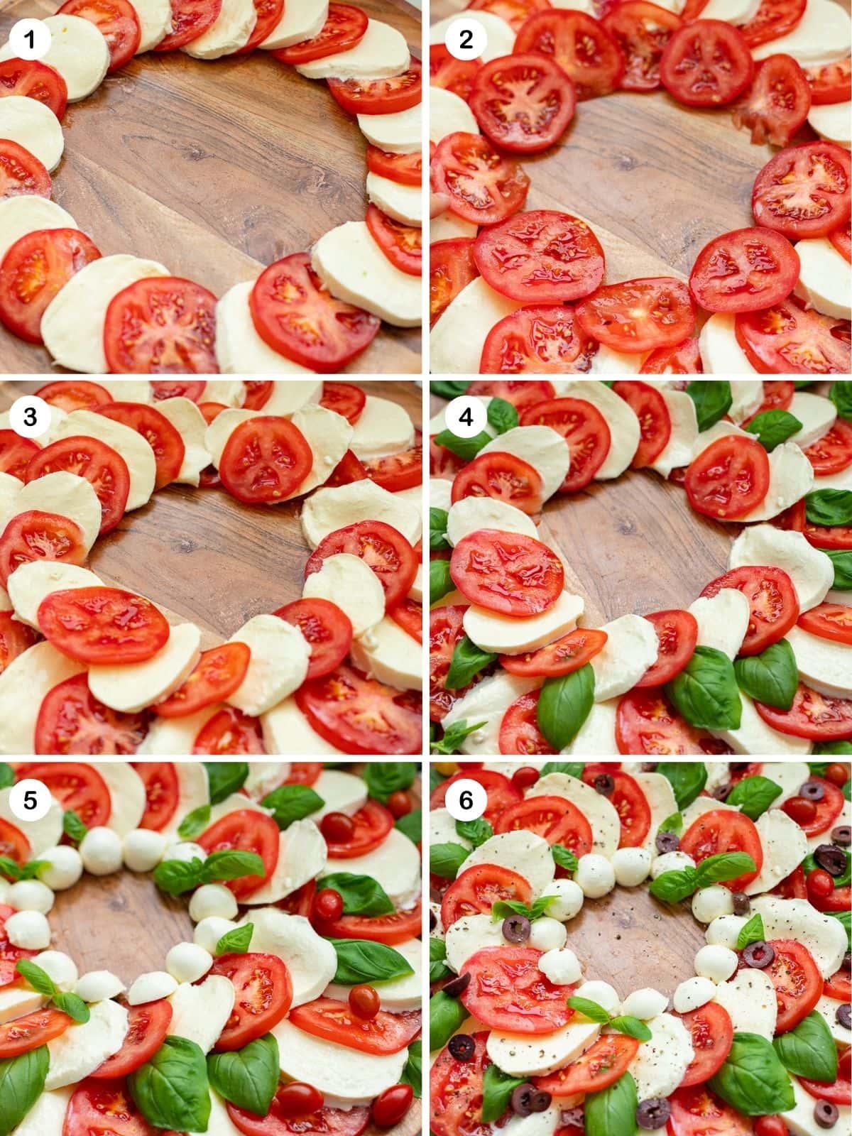 Assemble the caprese wreath