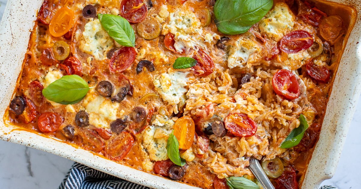 Boursin Orzo Bake With Cherry Tomatoes