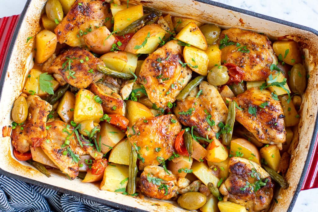 Mediterranean-inspired chicken potato bake