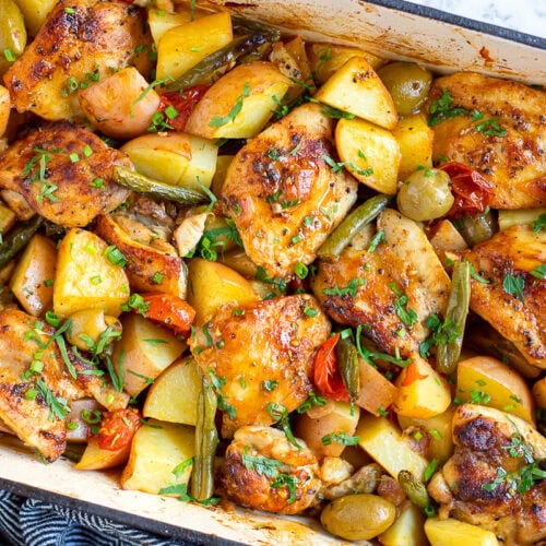 Mediterranean-inspired chicken potato bake