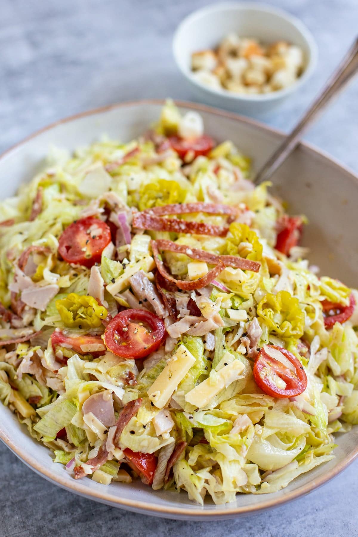 Italian chop salad inspired by the grinder sandwich that viral on TikTok.