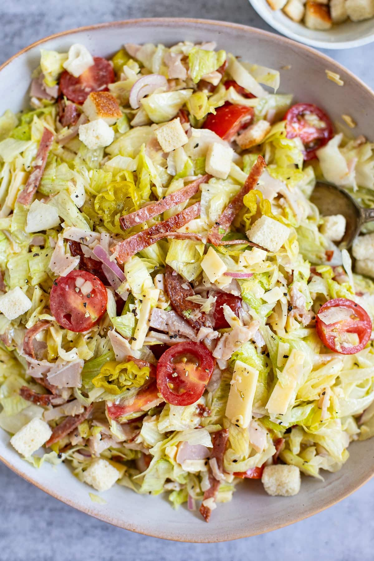 grinder salad with leftover ham and salami.