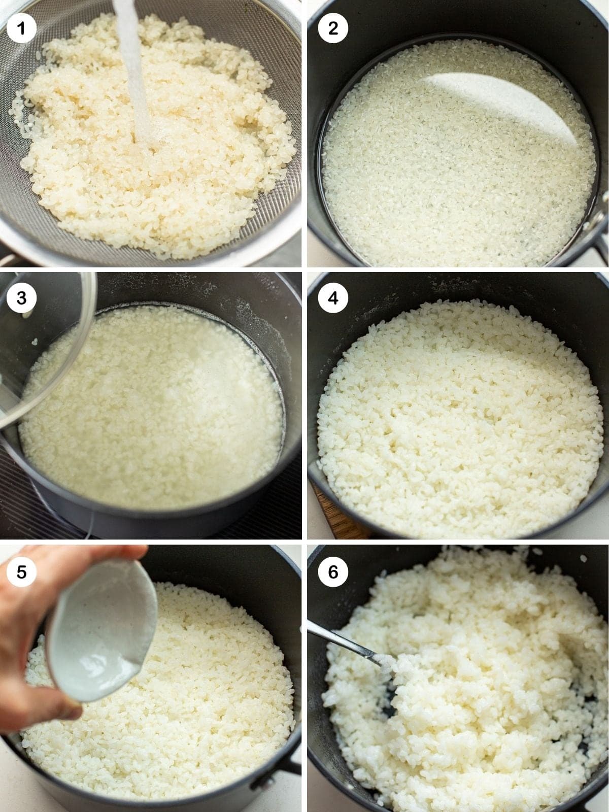 Cook seasoned sushi rice for the squares.