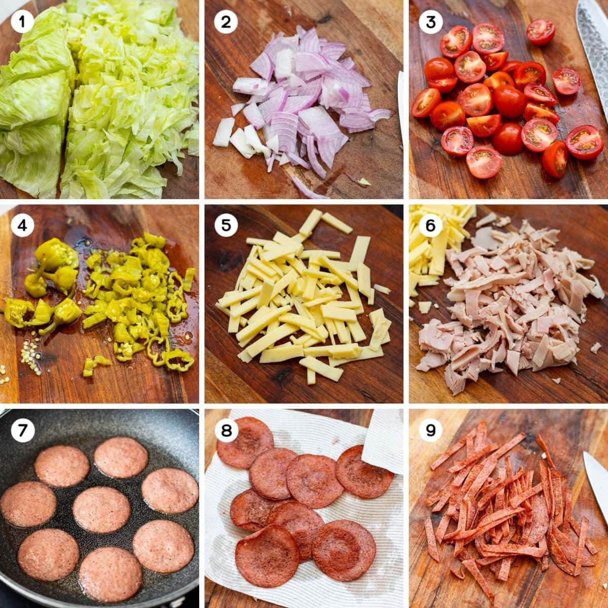 Prepare ingredients for the salad.