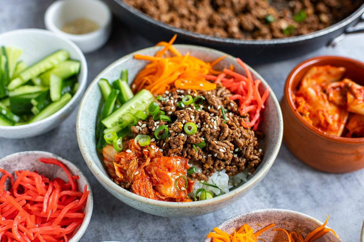 Korean beef bowl with rice.