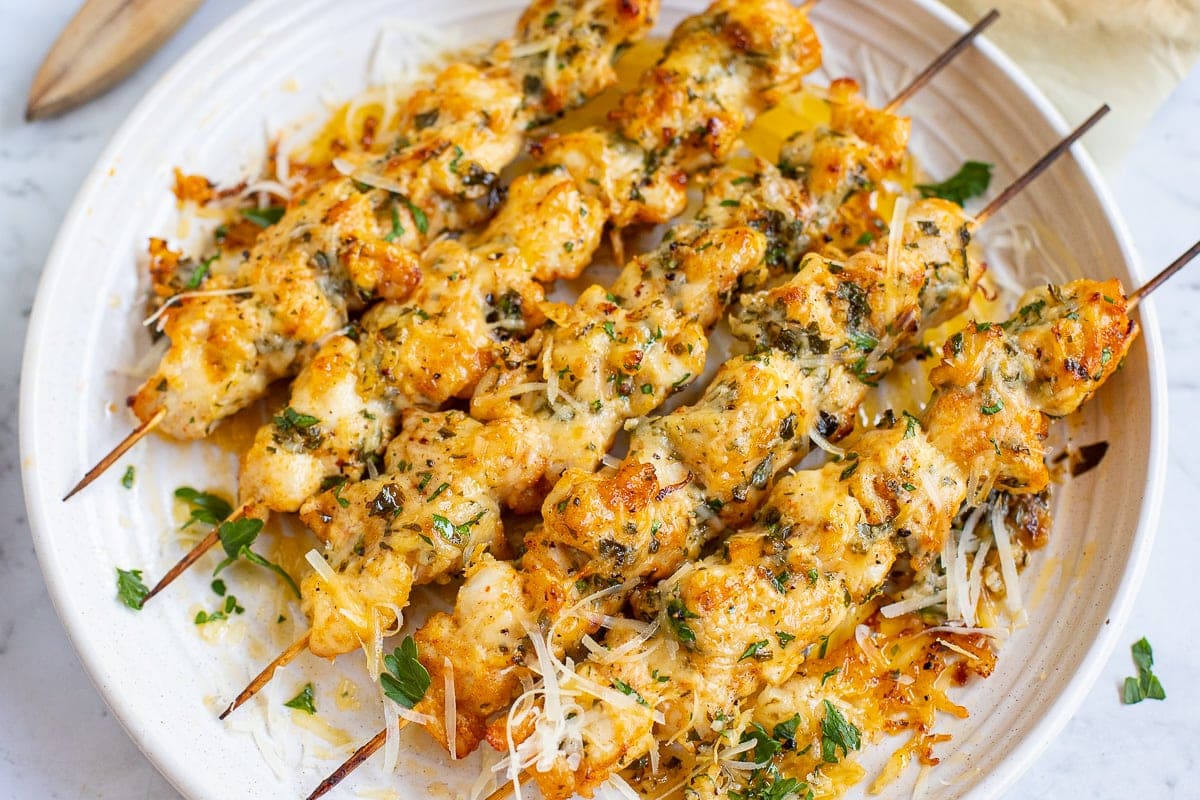 Garlic Parmesan Chicken Skewers