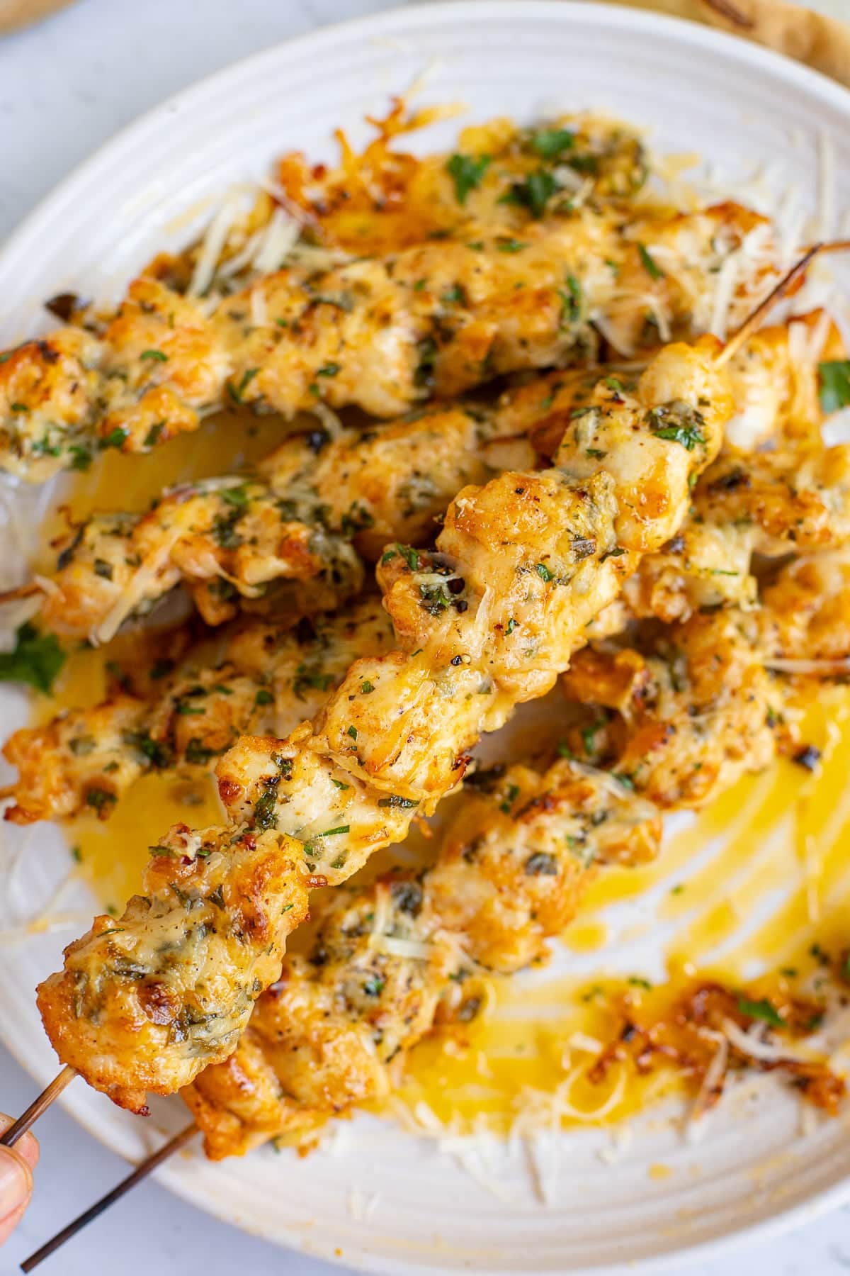 Baked chicken Skewers with garlic parmesan