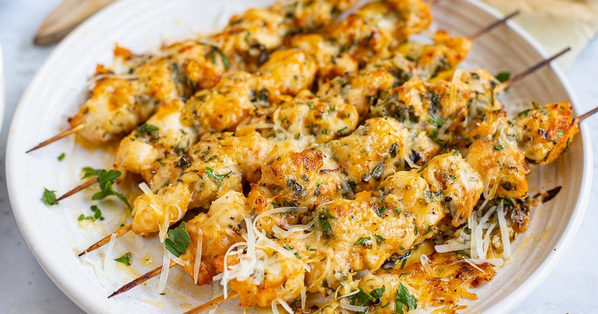 Garlic Parmesan Chicken Skewers