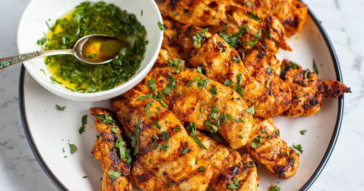Grilled Chicken Tenders With Herb & Garlic Sauce