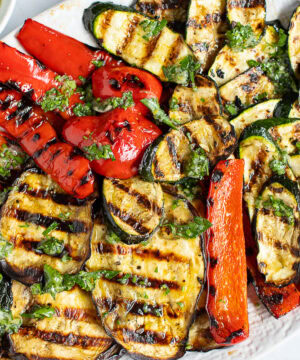 Grilled Vegetables With Parsley Lemon Garlic Sauce