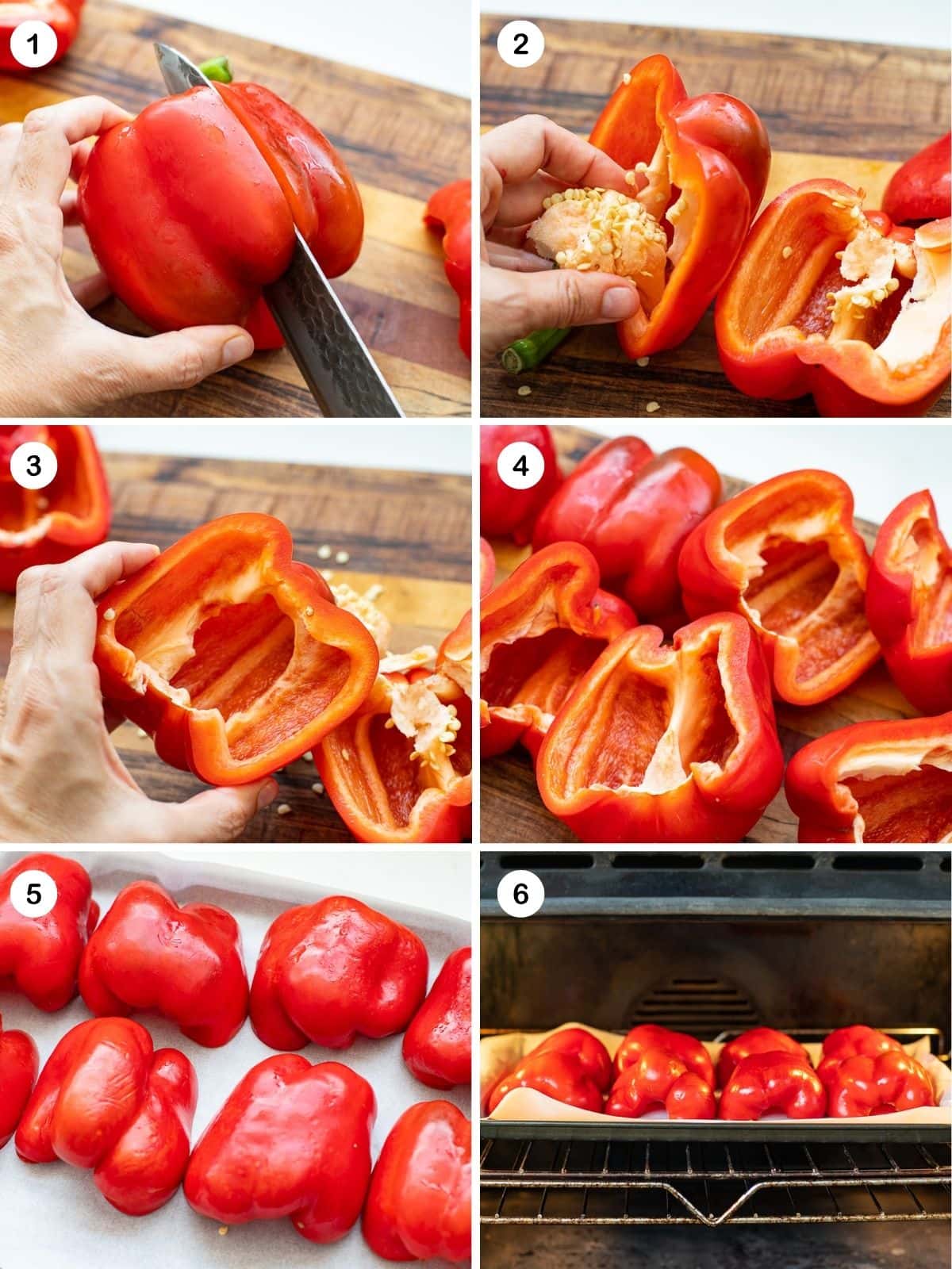 Prepare the red peppers and roast