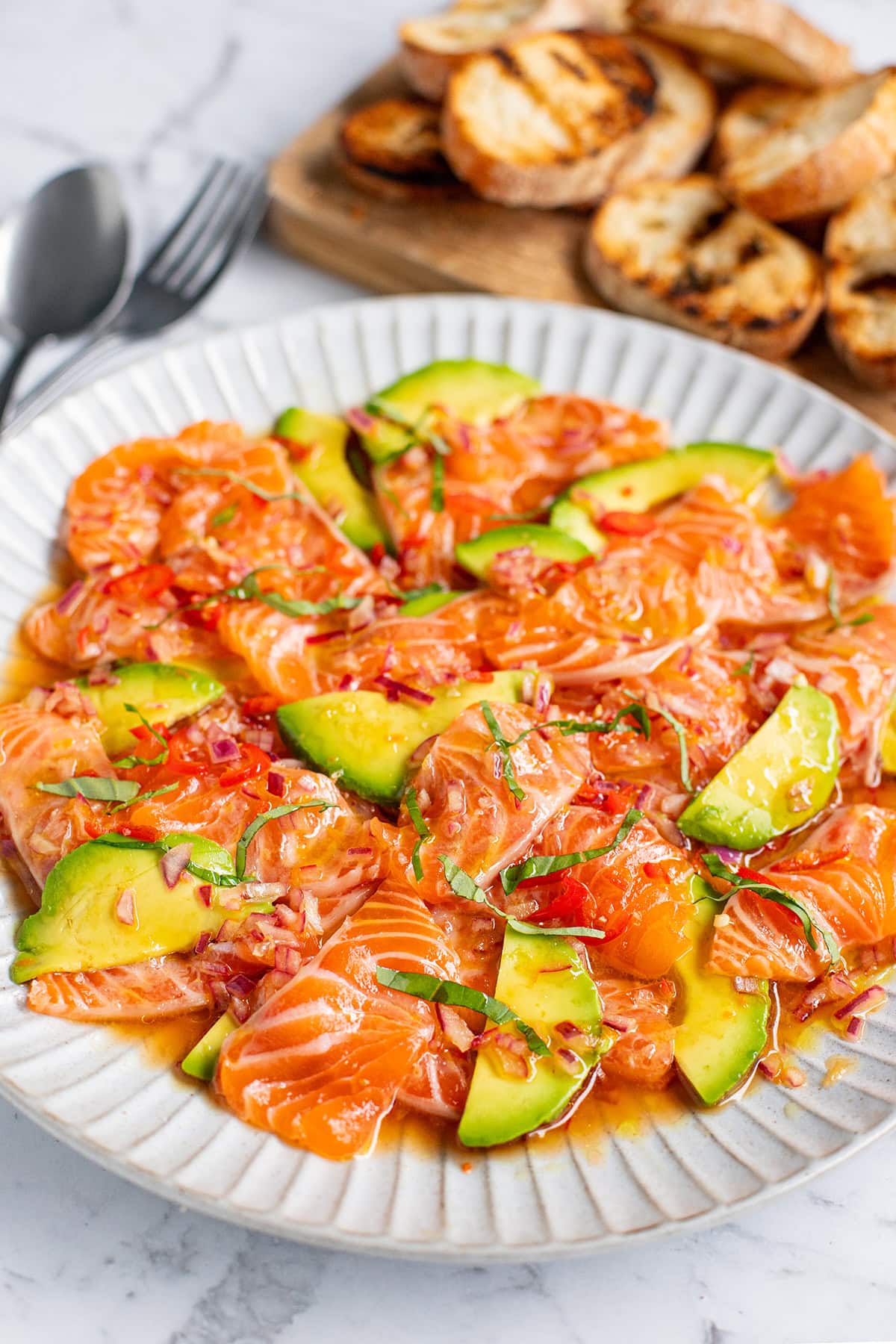 Salmon Crudo With Citrus Dressing.