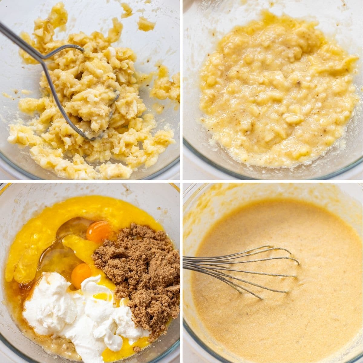 Mash bananas and mix in ingredients