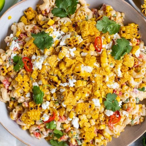 Creamy elote pasta salad
