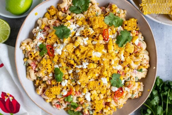 Creamy elote pasta salad