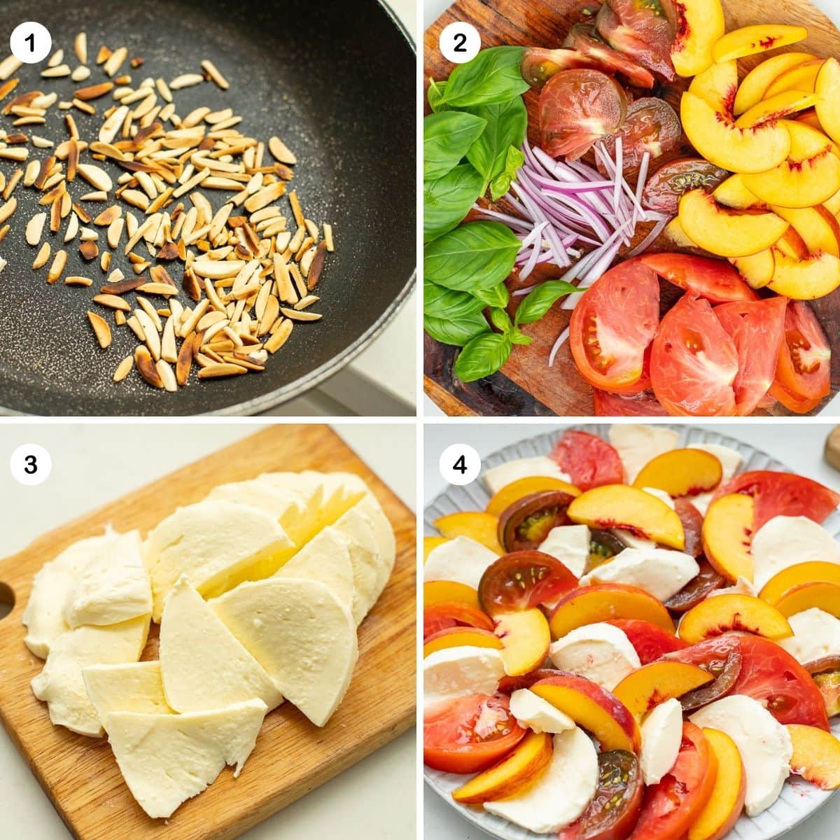 Toast almonds, prep ingredients, and assemble