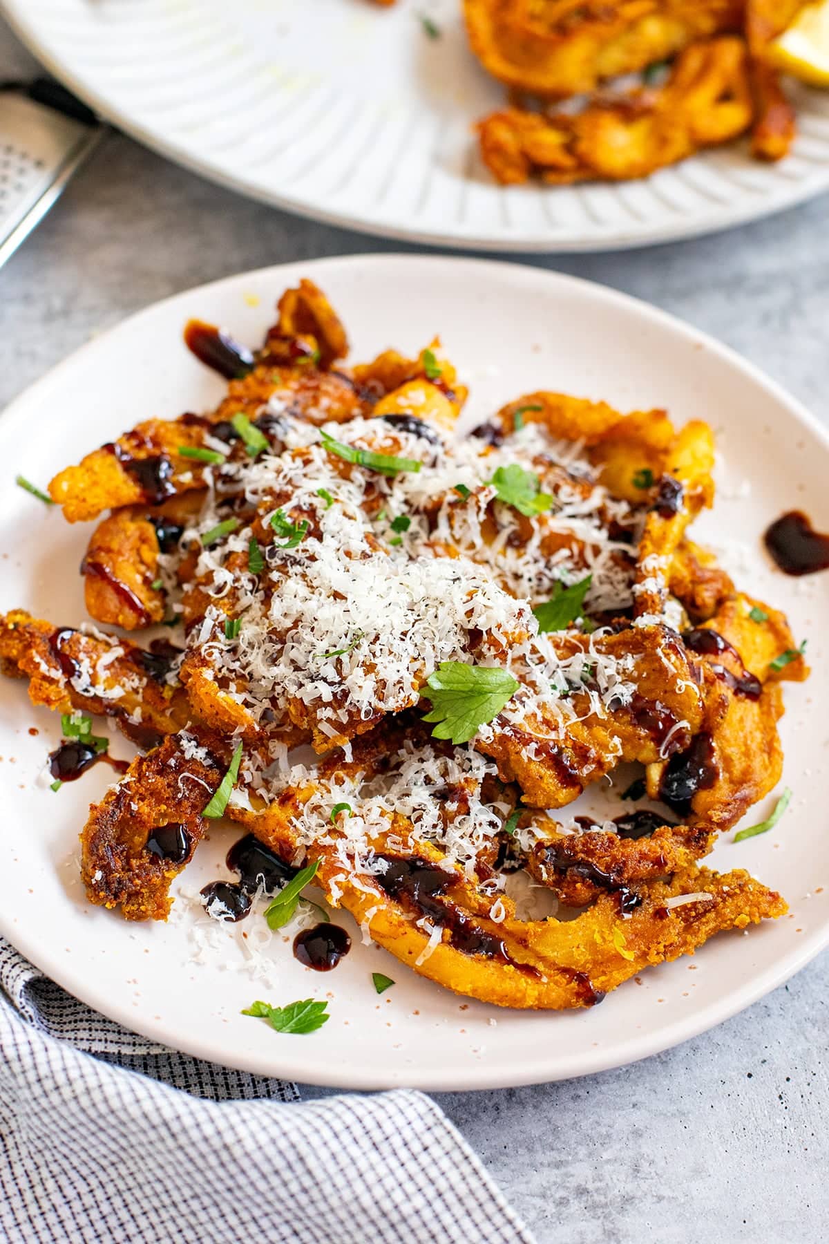 Oyster mushrooms with Balsamic and Parmesan.