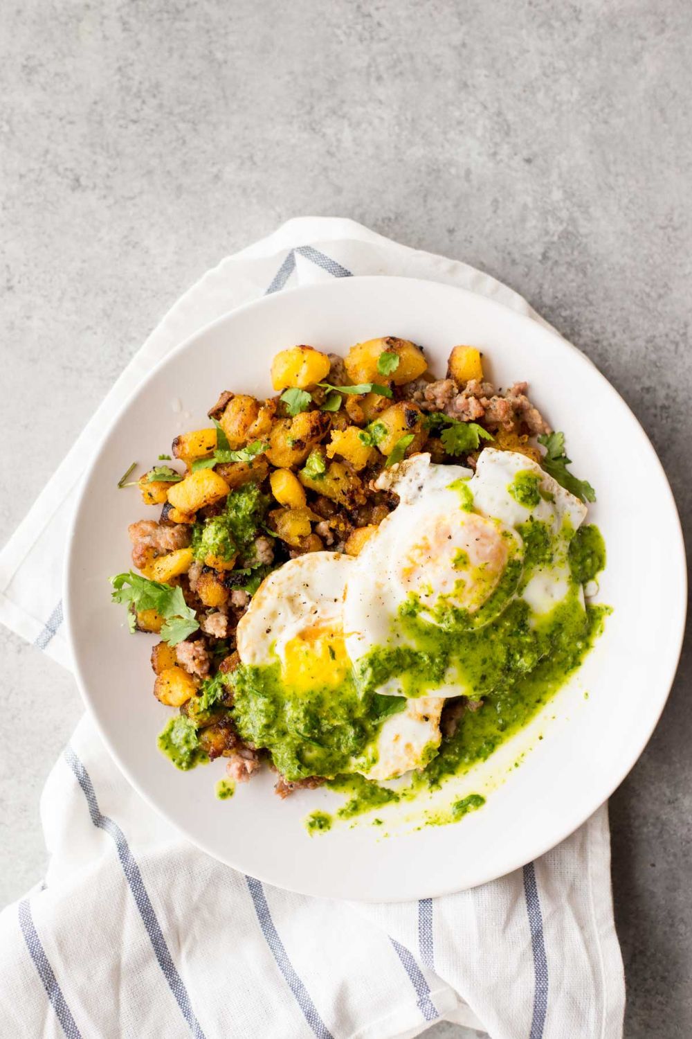 10-Minute Breakfast Hash with Plantains & Chimichurri
