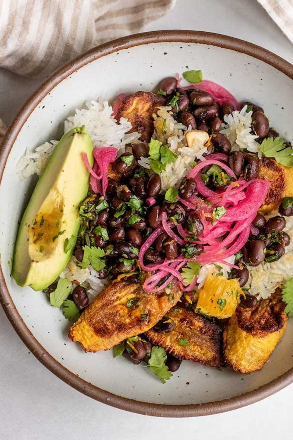 Black Bean Plantain Bowls with Crispy Garlic Rice