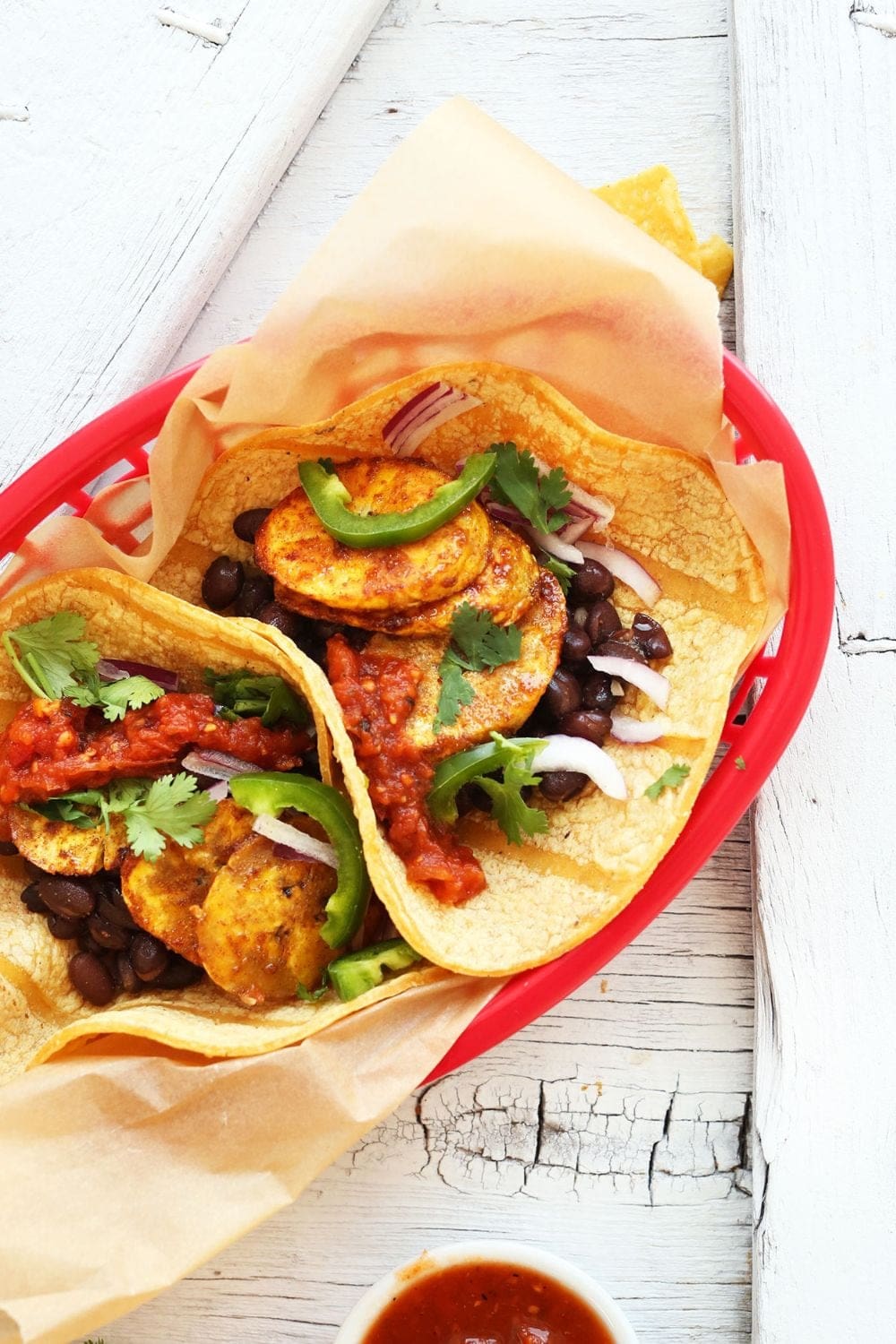 Spicy Plantain Black Bean Tacos