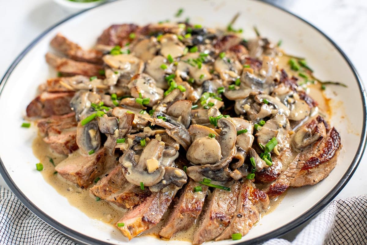 creamy mushrooms with steak.