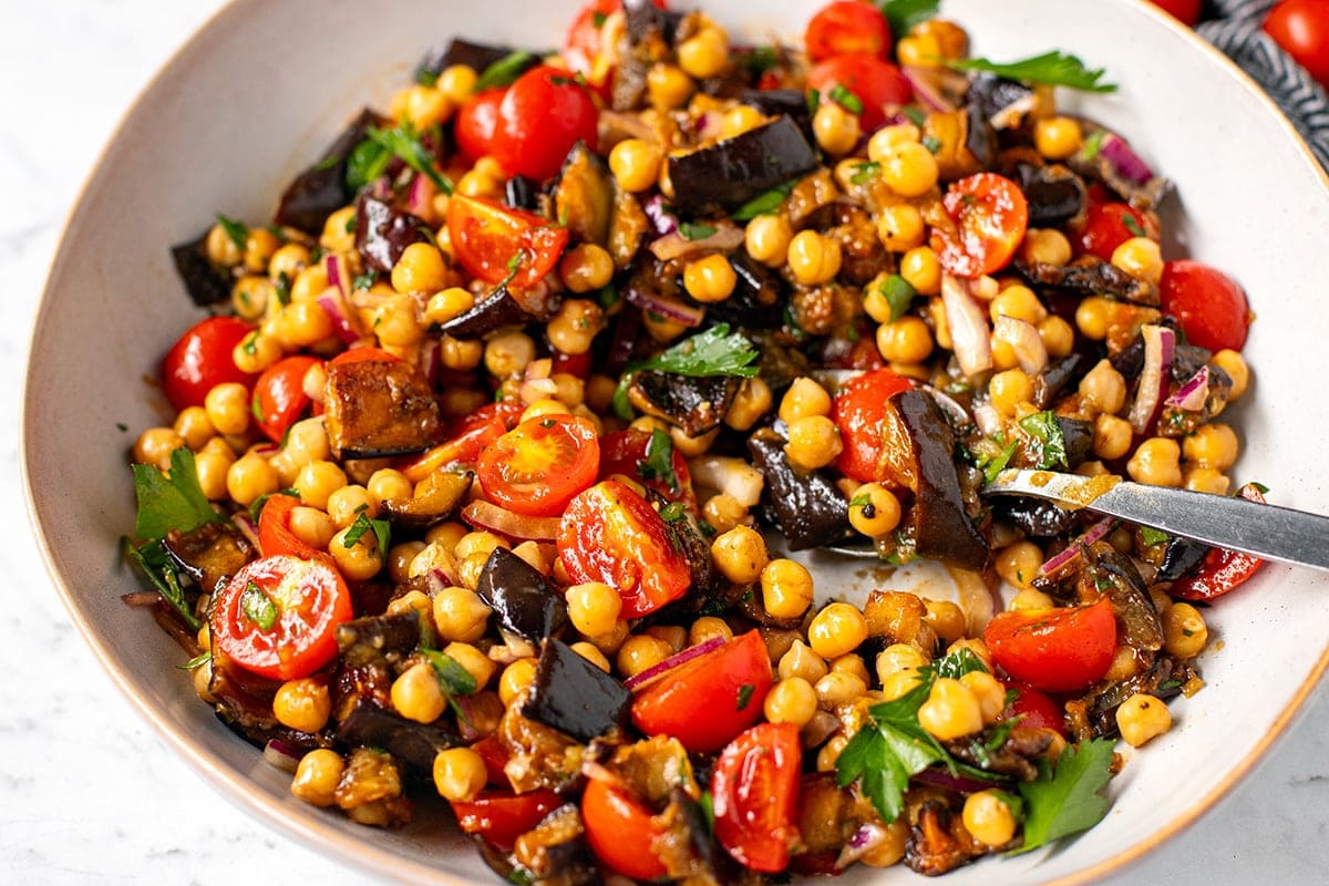 Eggplant Salad With Chickpeas