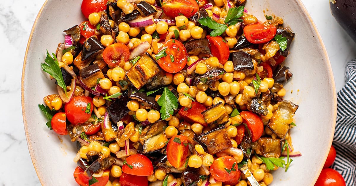 Eggplant Chickpea Salad