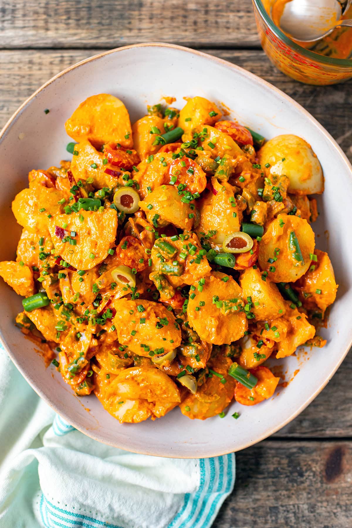 No Mayo Potato Salad With Green Beans & Romesco Dressing.