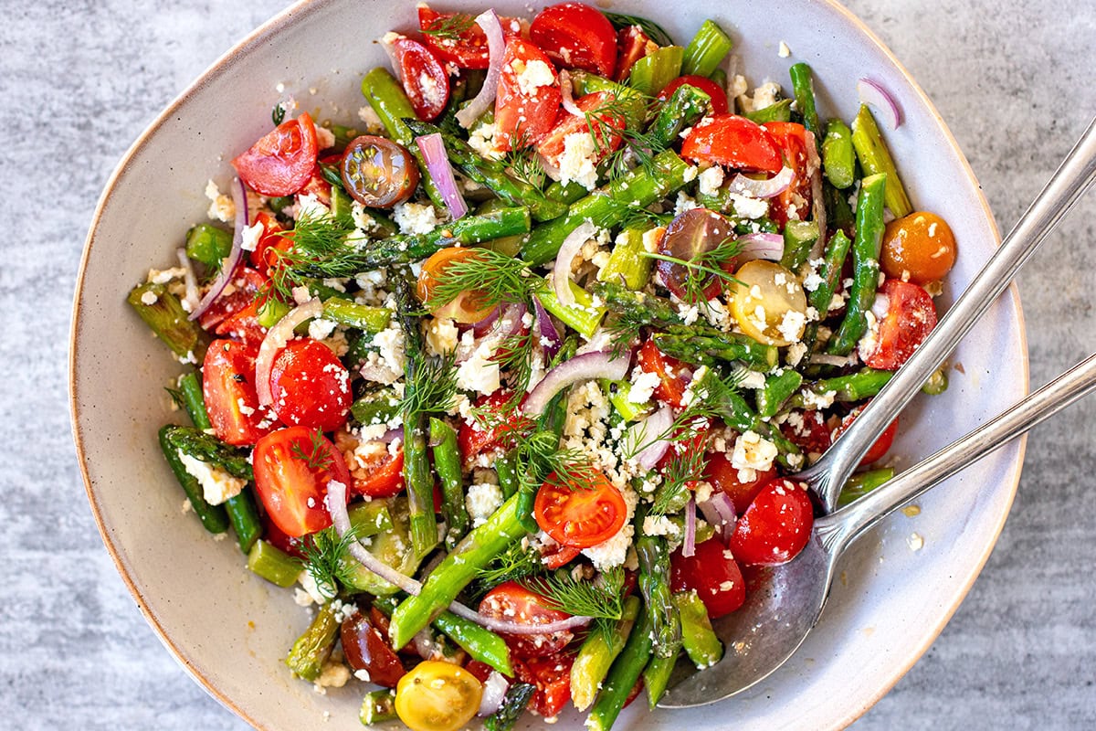 Asparagus Salad With Feta & Cherry Tomatoes