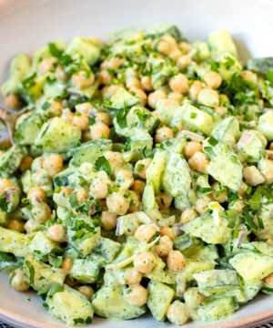 Chickpea Cucumber Salad With Green Goddess Dressing