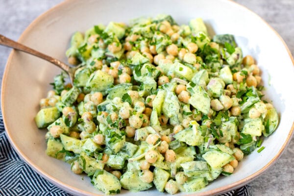 Chickpea Cucumber Salad With Green Goddess Dressing