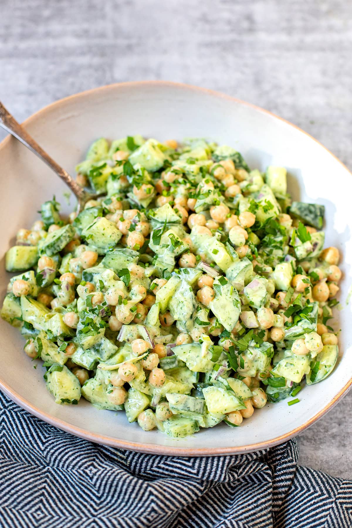Chickpea Cucumber Salad With Green Goddess Dressing