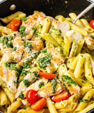 creamy chicken pasta with pesto