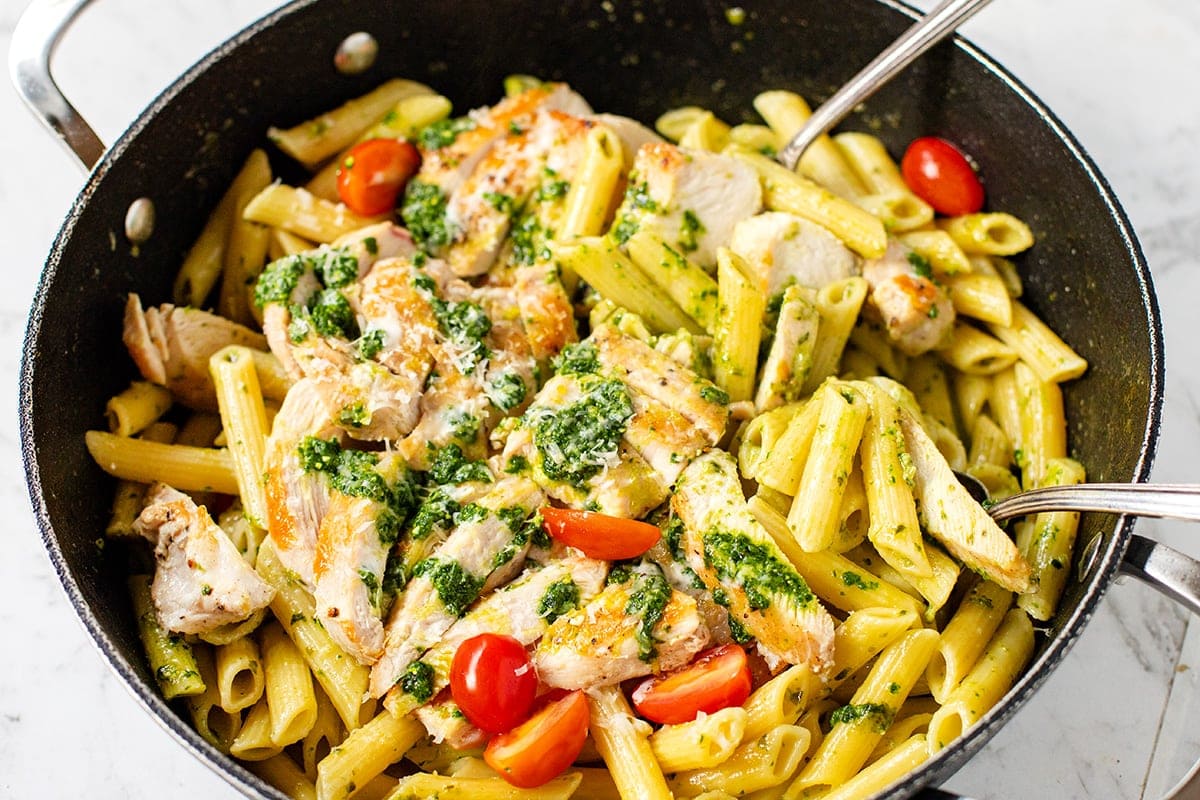Creamy Chicken Pasta With Pesto