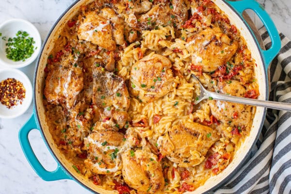 Marry Me Chicken Orzo Bake