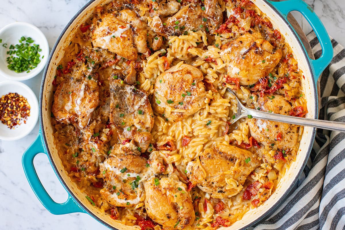Marry Me Chicken Orzo Bake