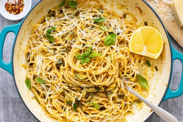 lemon zucchini pasta with parmesan