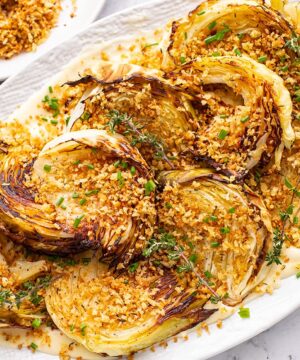 Roasted Cabbage With Parmesan Sauce & Pangrattato