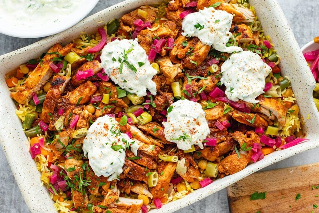 Chicken Shawarma With Baked Rice & Veggies