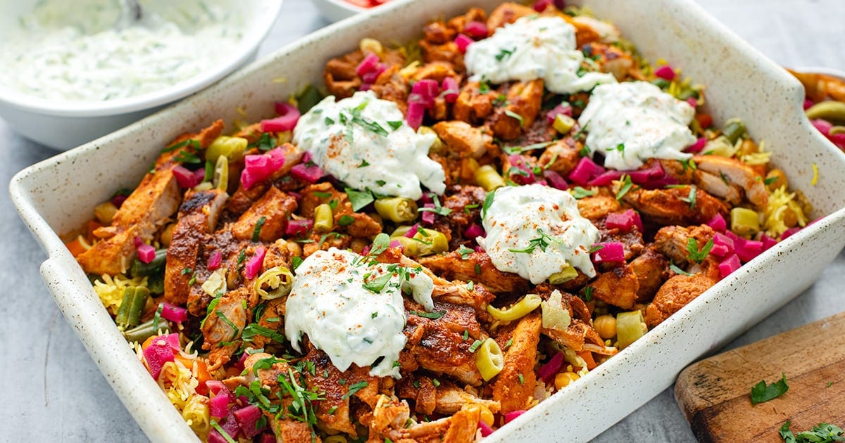 Chicken Shawarma With Baked Rice & Vegetables