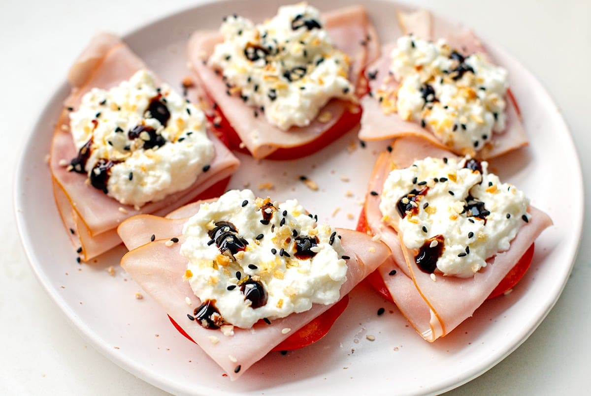 Cottage Cheese Tomato Snack Stacks