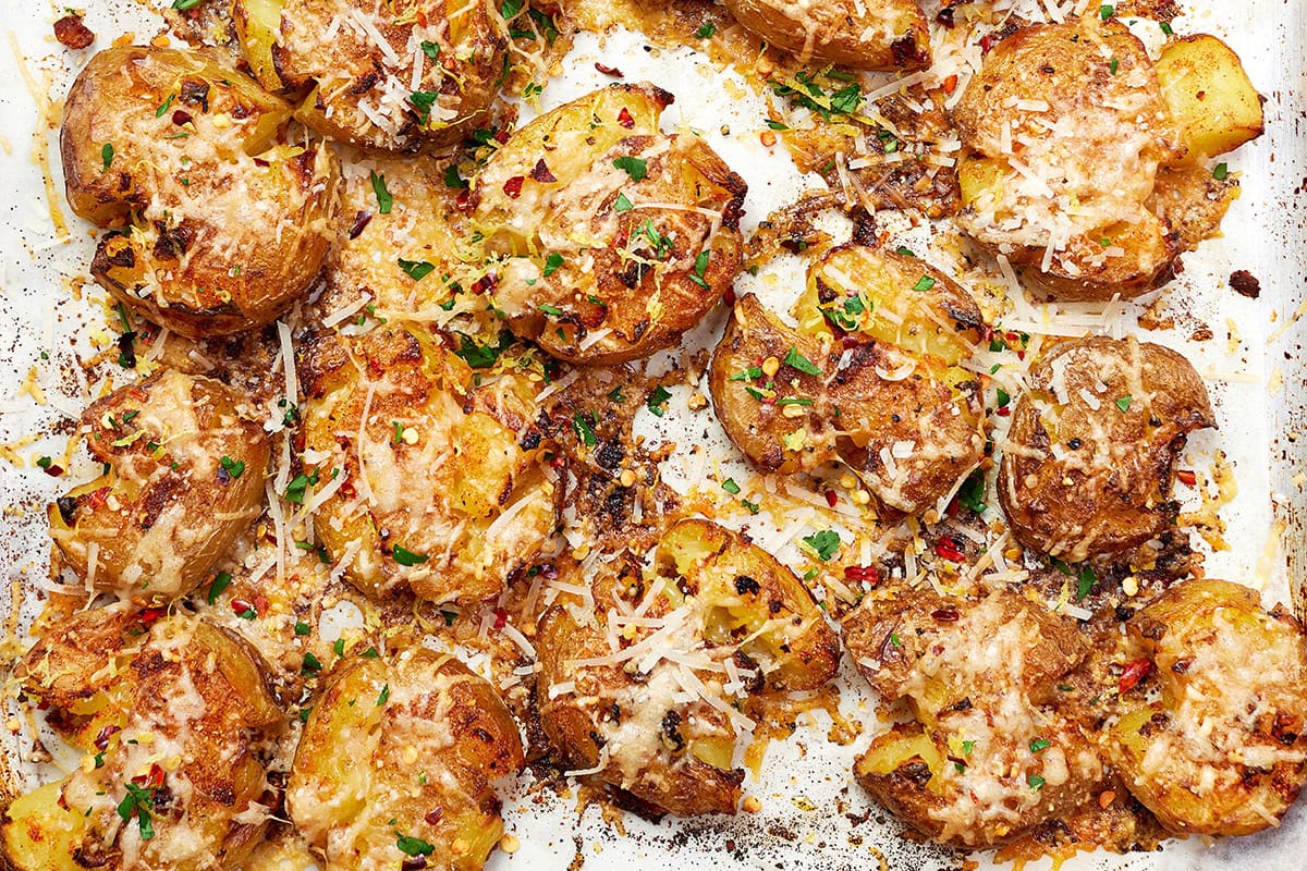 Crispy Parmesan Smashed Potatoes