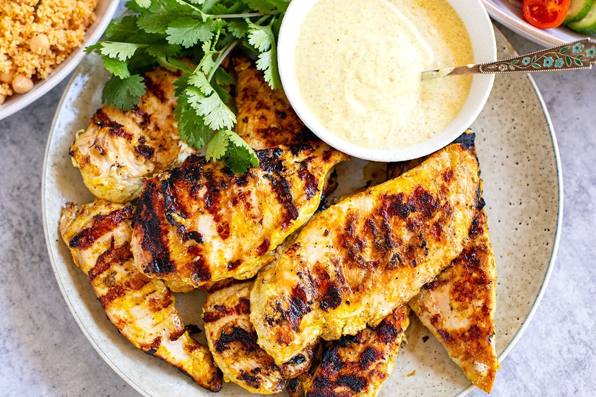 Yogurt Marinated Chicken With Herby Sumac Salad