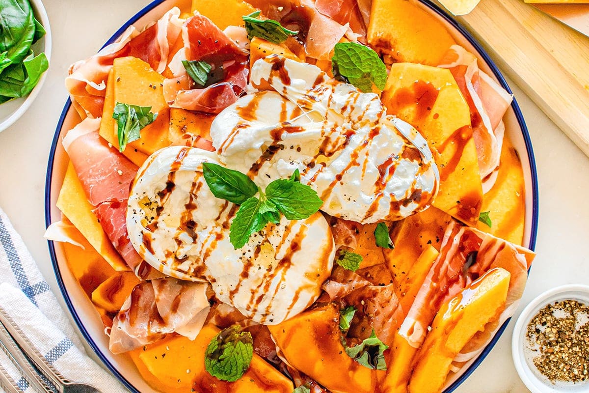 Cantaloupe, Prosciutto and Burrata Salad