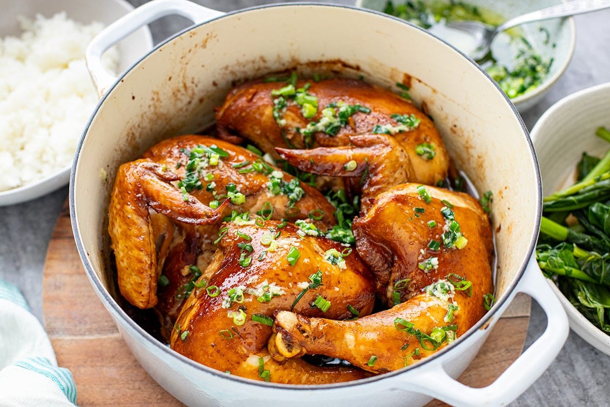 Soy Sauce Chicken with Ginger Scallion Sauce