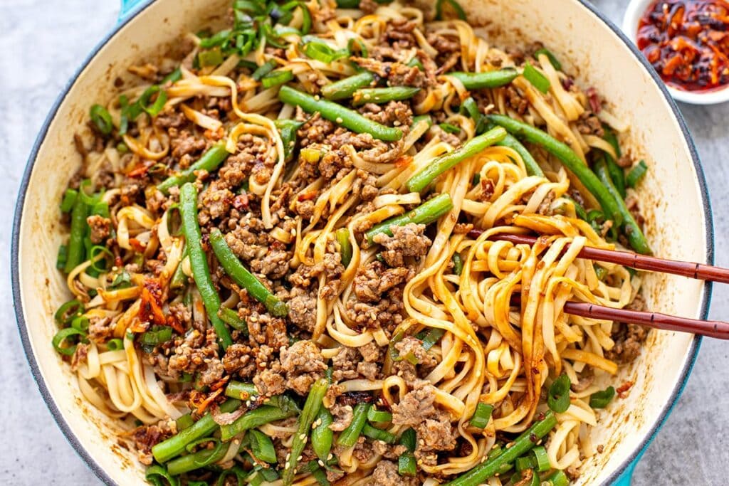 Mongolian Ground Beef Noodles