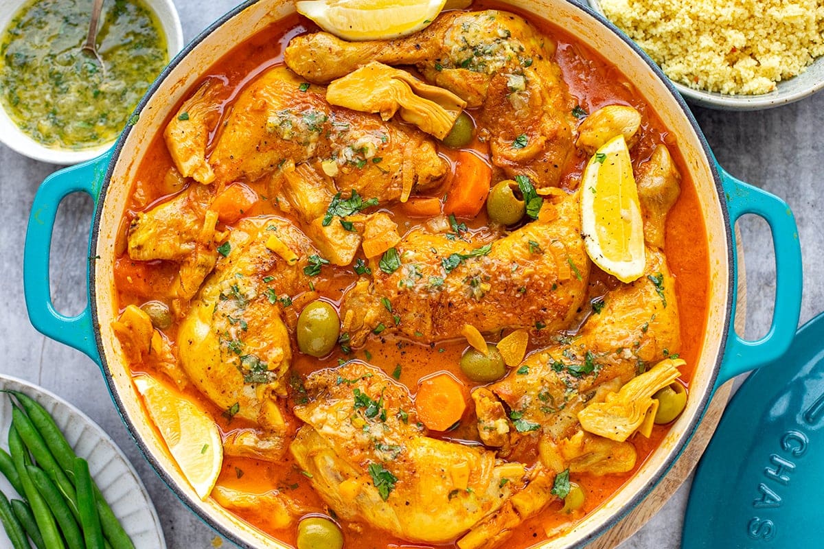 Chicken Tagine With Preserved Lemon, Olives & Apricots